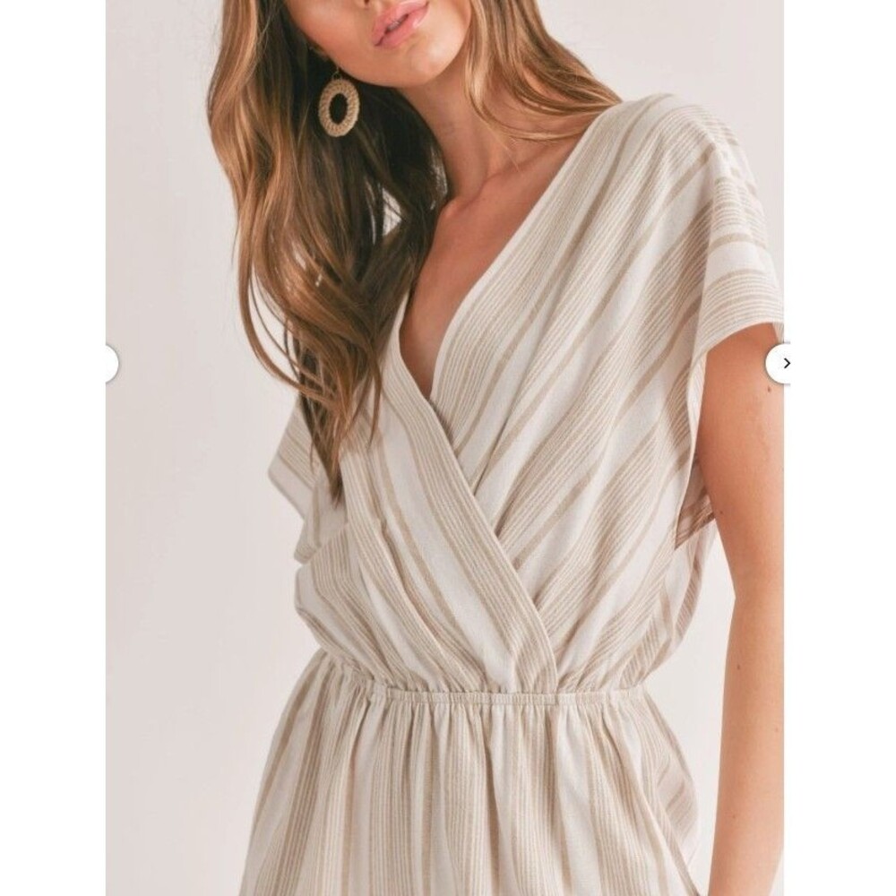 Sadie & Sage x Anthropologie Harmonize Romper Womens Size Small Beige Stripe NWT - Picture 6 of 11